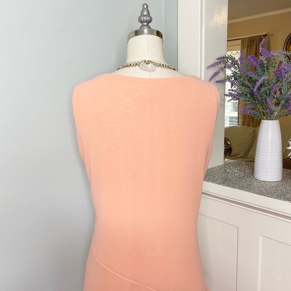 White House Black Market Asymmetrical Popover Dress Orange Peach 10 Medium - Picture 8 of 13